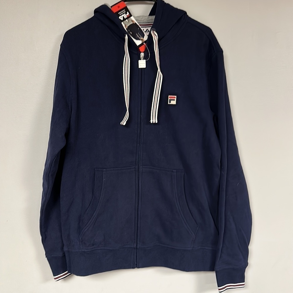NWT  Fila Men's Full Zip Fleece Hoodie Navy Medium